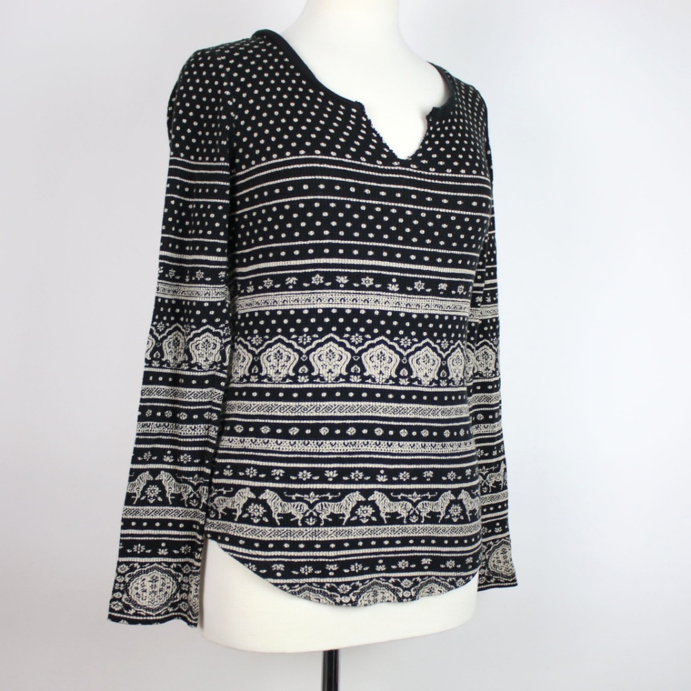 LUCKY BRAND Zebra Stripe Thermal Shirt MEDIUM - Picture 2 of 6